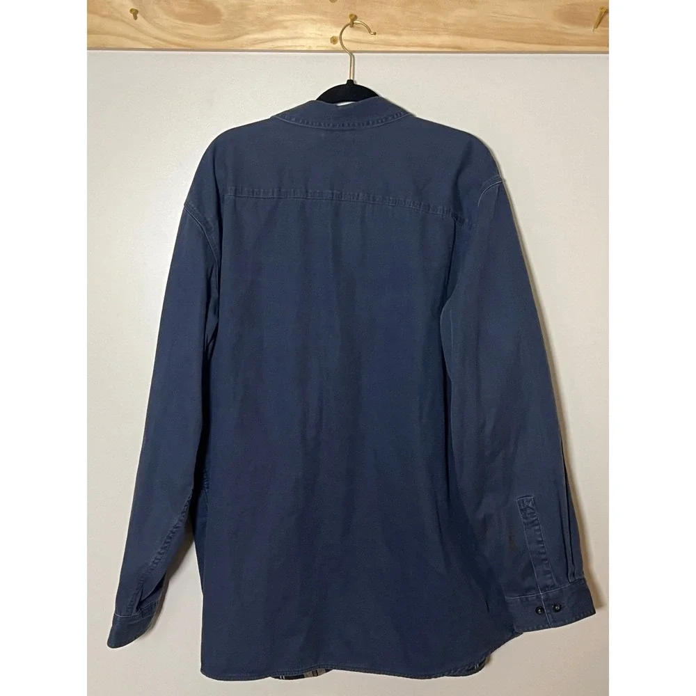 L.L. Bean Hurricane Flannel Lined Shacket Shirt Button Up Blue Men Sz XXL